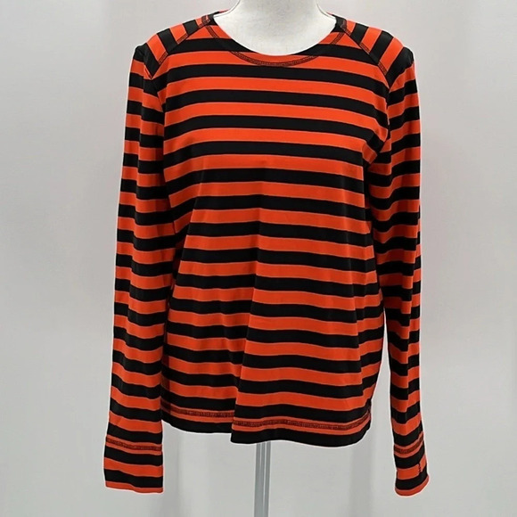 Ganni Striped Organic Cotton Jersey Long-sleeve T-shirt In Black Red - Small - Picture 4 of 12